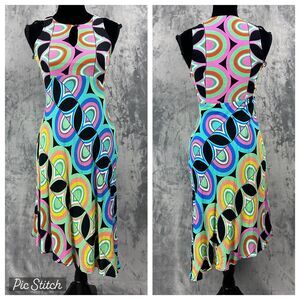 Anthropologie Kenzie Mod Retro Geometric Print Sleeveless Dress Asymmetrical 2